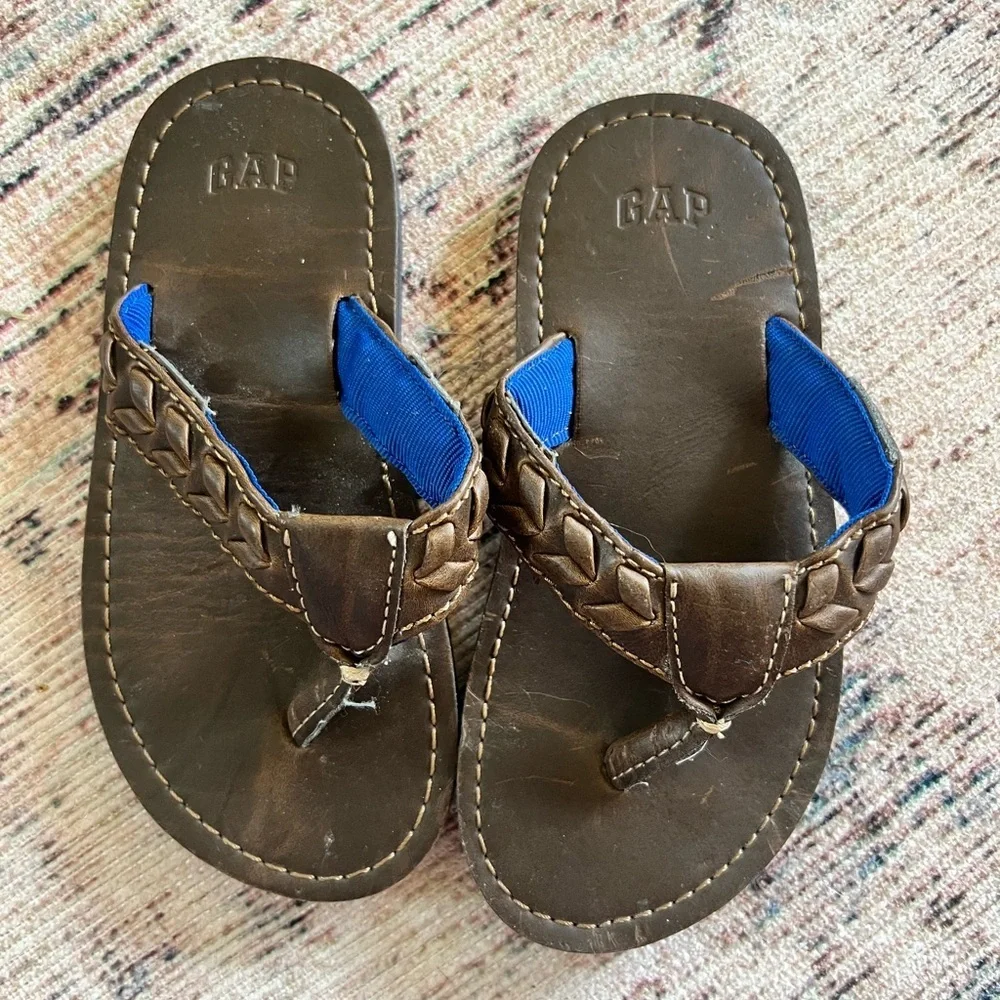 GAP Kids Brown Leather Braided Sandals Toddler size 9.5